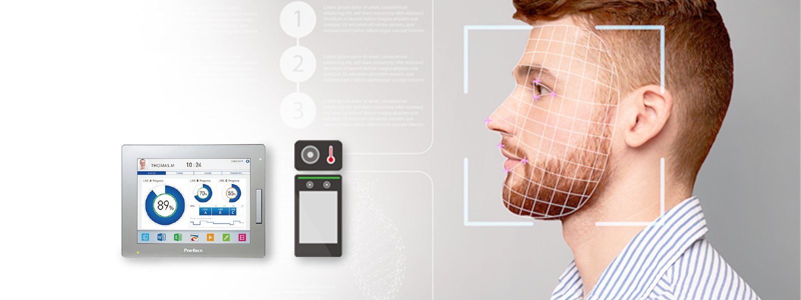 HMIと顔認証サーマルカメラを組み合わせてスマートにセキュリティー強化＆体調管理