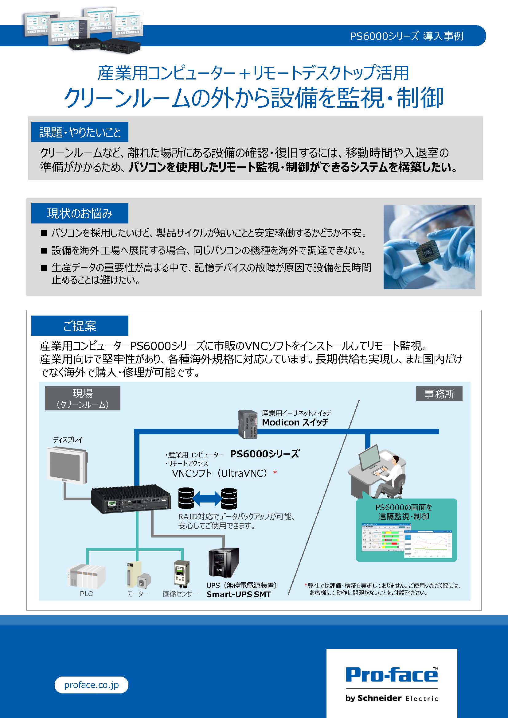  クリーンルームの外から設備を監視・制御｜PS6000シリーズ導入事例